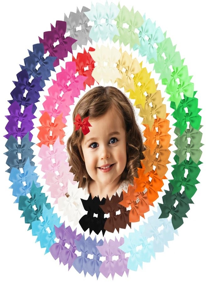 Hoewina Baby Hair Clips, 80PCS 2" Fully Lined Hair Bows for Girls, Toddler Hair Accessories, Alligator Hair Clips for Girls Toddlers Baby Kids Teens (40 Colors in Pairs） - Image 1
